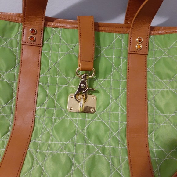 Lilly Pulitzer Off The Wagon Quilted Green Canvas Tote Shoulder Bag - Picture 2 of 8